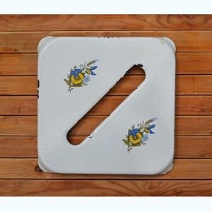 White Enamel Hot Stand, Vintage Soviet Metal Trivet