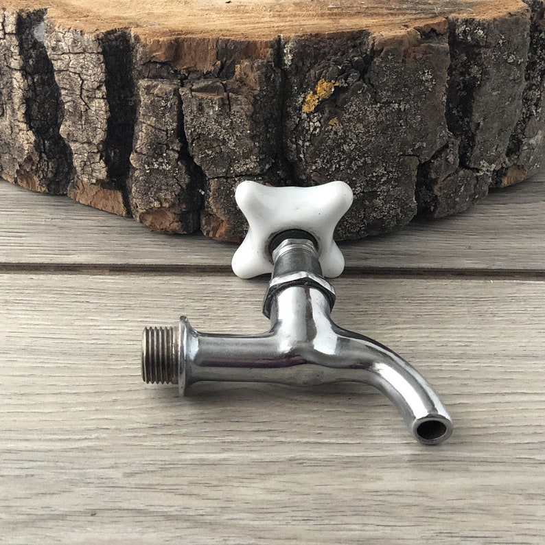 Vintage water faucet with ceramic handle Etsy