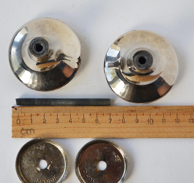 Vintage Metal Door Knobs, Interior Door Handles, Mid Century Hardware, Soviet 1970s, Retro Home Renovation, Industrial Decor image 9