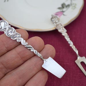 Small spice spoon and  olive fork, Vintage silver plated cutlery