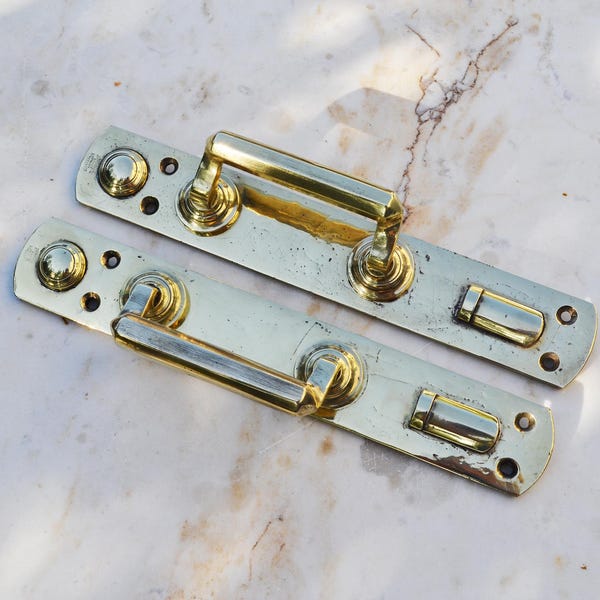 Antique Brass Door Handles Set of 2, 1880s