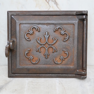 Vintage cast iron oven door, Wood fired oven door, Furnace door
