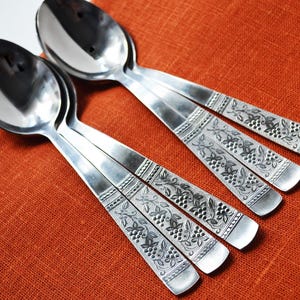 Stainless Steel Soup Spoon Set, Vintage Dinnerware