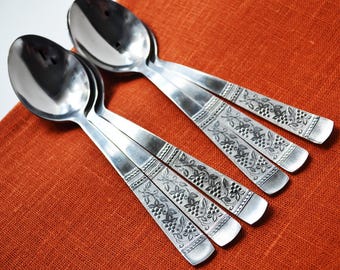 Stainless Steel Soup Spoon Set, Vintage Dinnerware