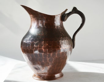 Vintage copper jug, Handmade pitcher