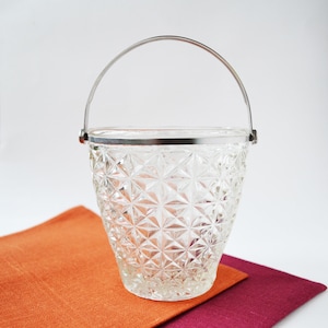 Crystal bowl, Vintage candy bowl with metal handle, Decorative bowl