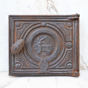 Antique cast iron wood fired oven door, Fireplace door