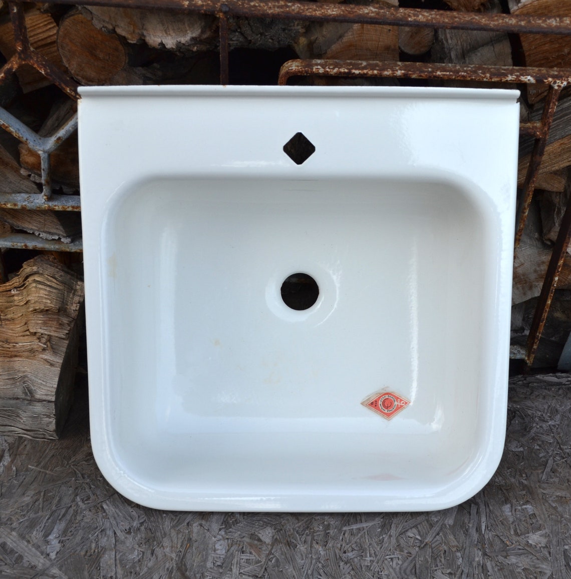 White sink Vintage enameled sink Kitchen sink Rustic sink Etsy