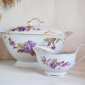 Vintage soup tureen with lid and gravy boat