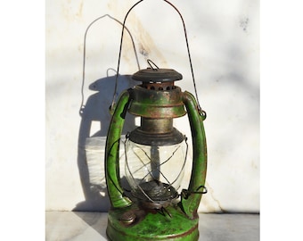 Farol de queroseno vintage de los años 50, decoración rústica de granja, lámpara de aceite de metal