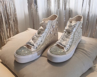 Custom Blinged Wedding High-Top Sports Shoe