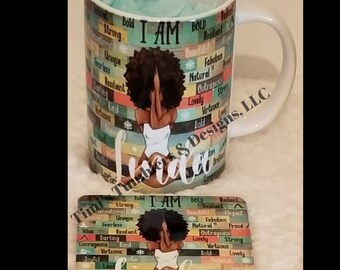 I AM Positive Affirmations Mug and Coaster (Personalized)