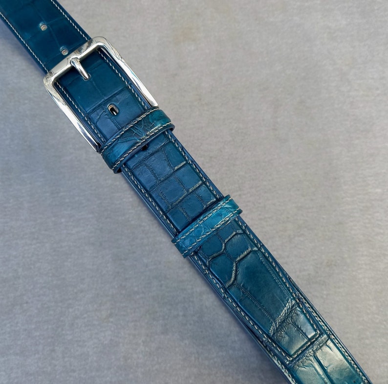 Ceinture en cuir alligator, ceinture faite à la main pour hommes en peau dalligator image 6