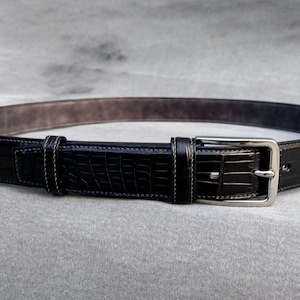 Alligator Leather Belt, Alligator Skin MEN&#39;S Handmade Belt