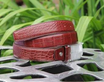 Alligator Leather Belt, Alligator Skin MEN'S Handmade Belt