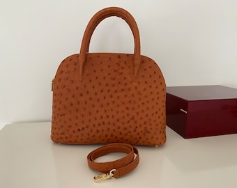 Genuine ostrich leather bag, Lady&#39;s handbag, Elegant woman bag.