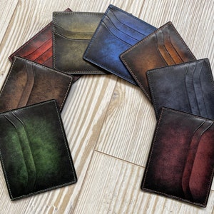 Borse stile vintage in vera pelle fatte a mano, porta carte da uomo in vera pelle, porta carte in pelle stile patina, porta carte da uomo di lusso