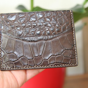 Tarjetero de lujo de piel de cocodrilo auténtica hecho a mano