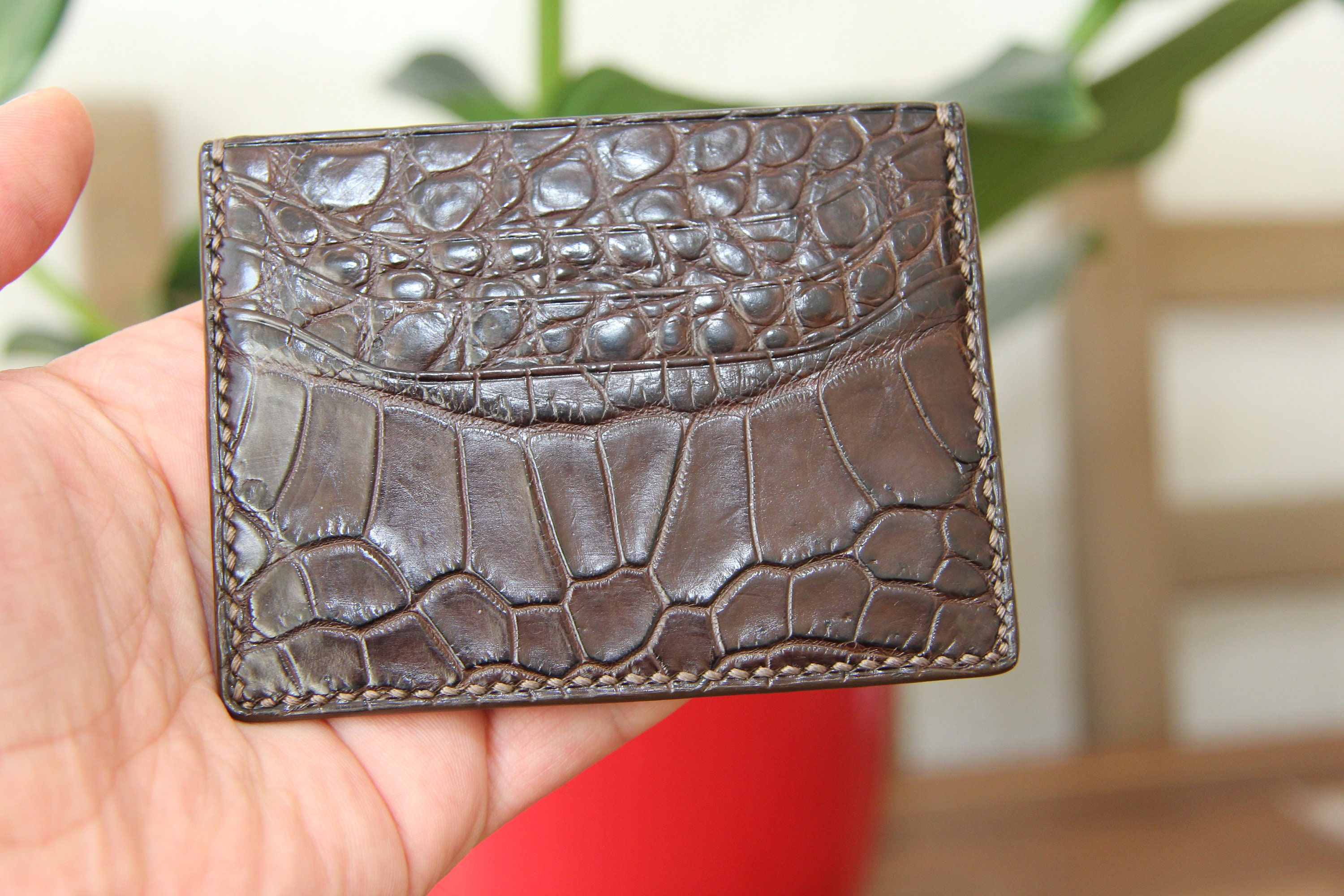 Genuine Real Alligator Leather Luxury Business Card Holder 