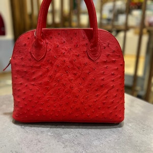 Genuine ostrich leather bag, Lady&#39;s handbag, Elegant woman bag.