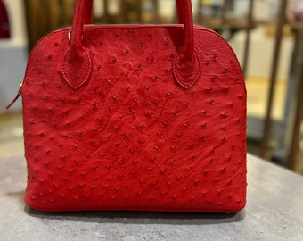Genuine ostrich leather bag, Lady&#39;s handbag, Elegant woman bag.