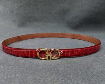 Women's Handmade Genuine Natural Crocodile Leather Belt, Crocodile Handmade Belt
