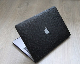 Handmade Luxury Macbook Pro Touch 13 inch Genuine Ostrich Leather Cover Case