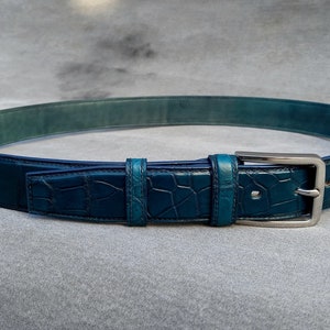 Ceinture en cuir alligator, ceinture faite à la main pour hommes en peau dalligator image 1