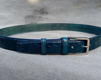 Alligator Leather Belt, Alligator Skin MEN'S  Handmade Belt