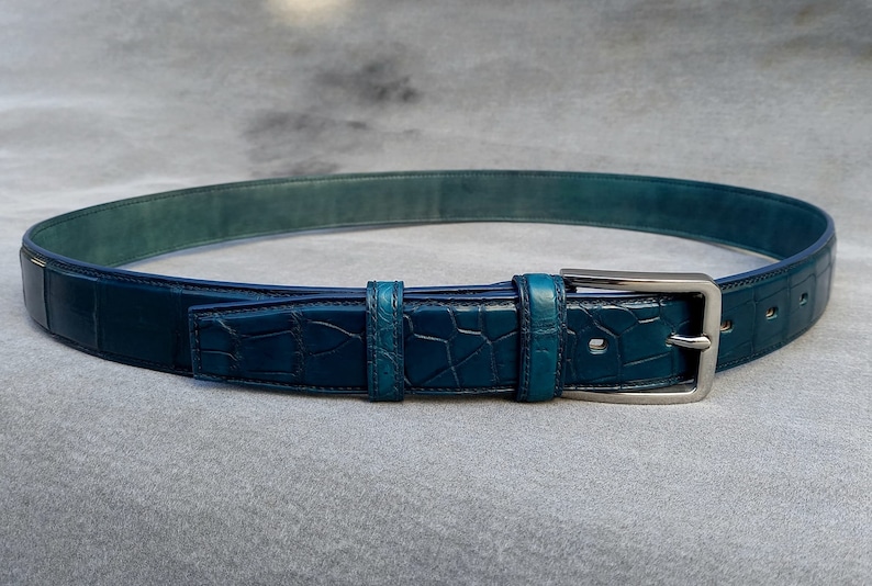 Ceinture en cuir alligator, ceinture faite à la main pour hommes en peau dalligator image 1