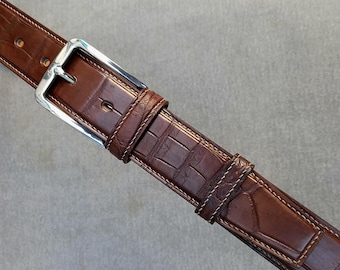 Alligator Leather Belt, Alligator Skin MEN'S Handmade Belt