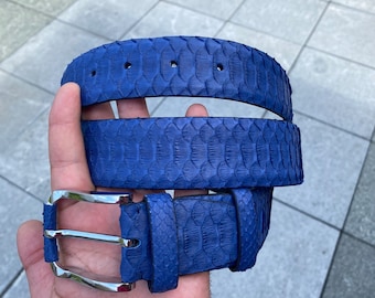 Handmade Genuine Natural Python Leather Belt, Snake MEN'S Handmade Belt