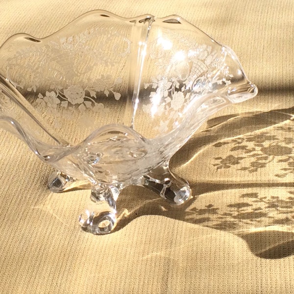 Cambridge Candy Dish, Etched, Portia Pattern