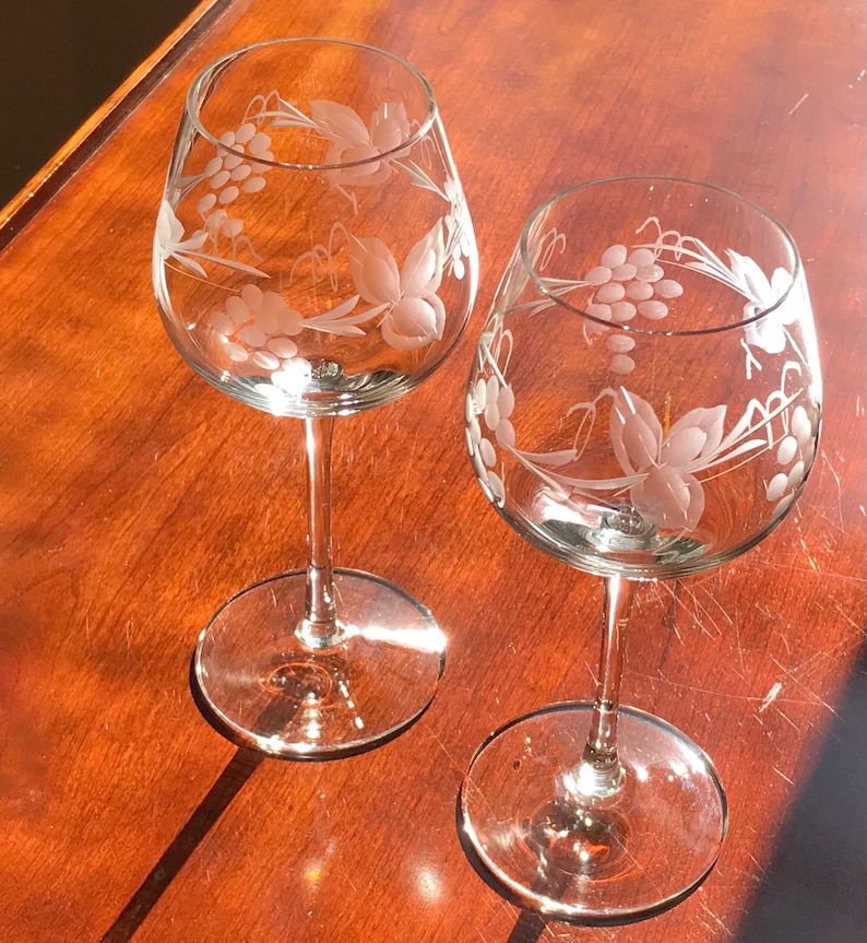 Etched Crystal Wine Glasses Etsy
