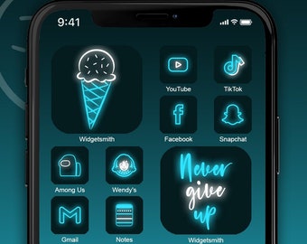 Neon Blue Icons Etsy