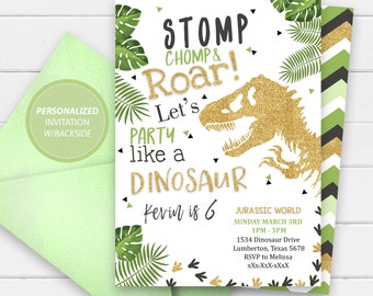 Dinosaur Invitation Etsy