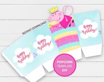 Popcorn box template | Etsy