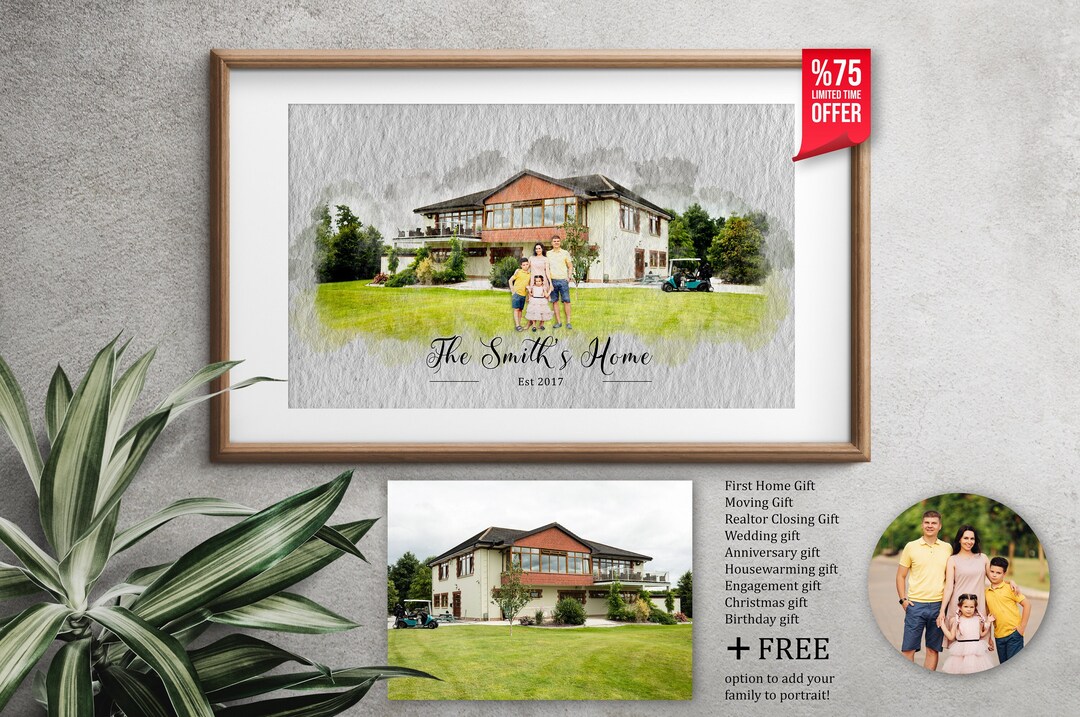 Custom Watercolor House Portrait, Watercolor House Painting From Photo ...