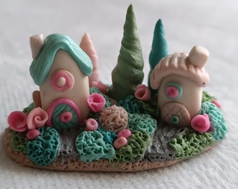 Mini polymer clay houses
