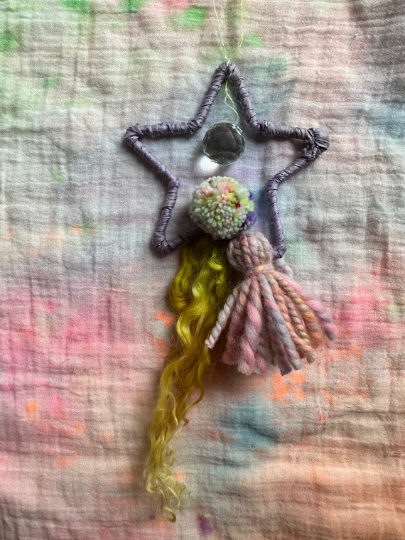 Lavender Star Prism with Pom Pom Tassel and Jingle Bell