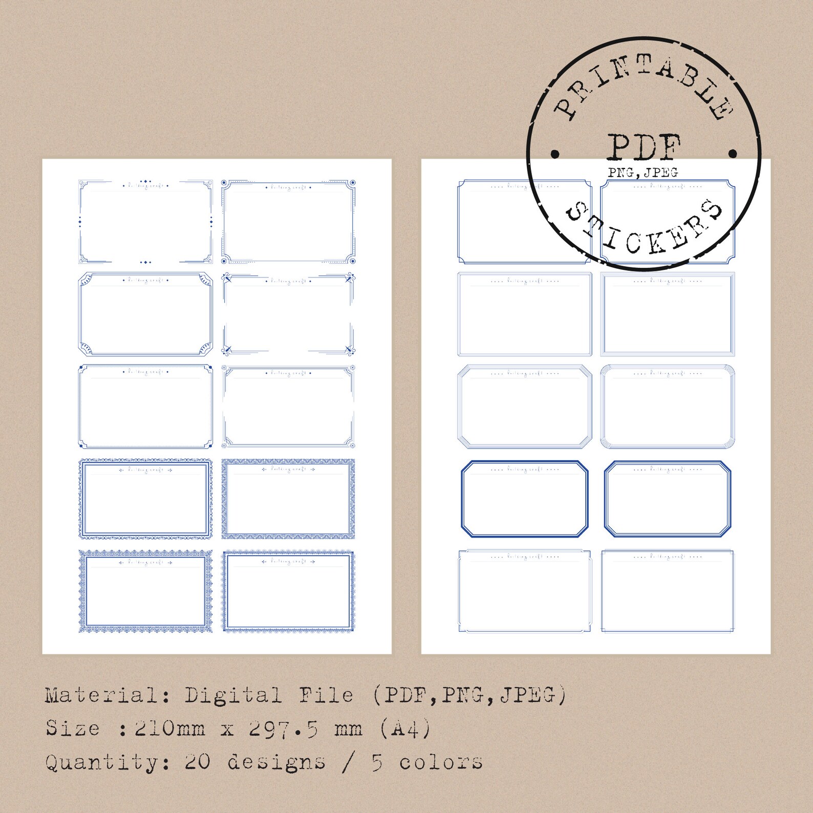 PRINTABLE LABEL PACK 20 Designs Etsy