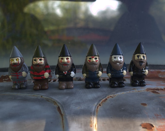 Mini ceramic hand painted horror garden gnomes