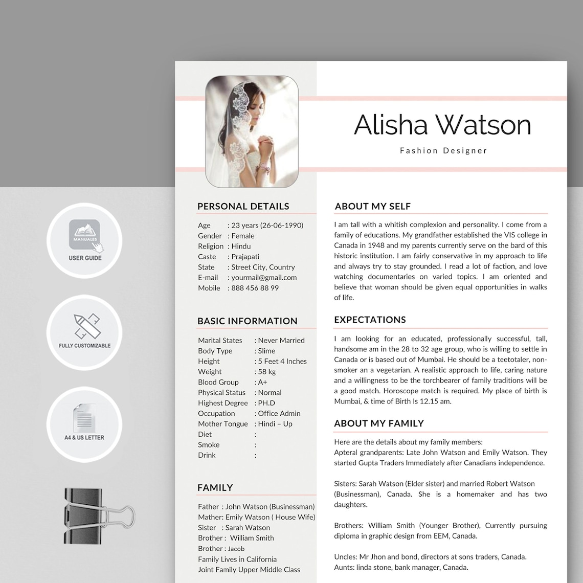 Marriage Resume Template Word Resume for Marriage Marriage - Etsy UK