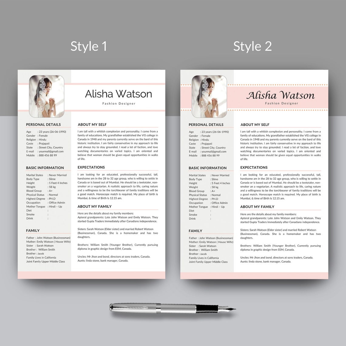 Marriage Resume Template Word Resume for Marriage Marriage - Etsy UK