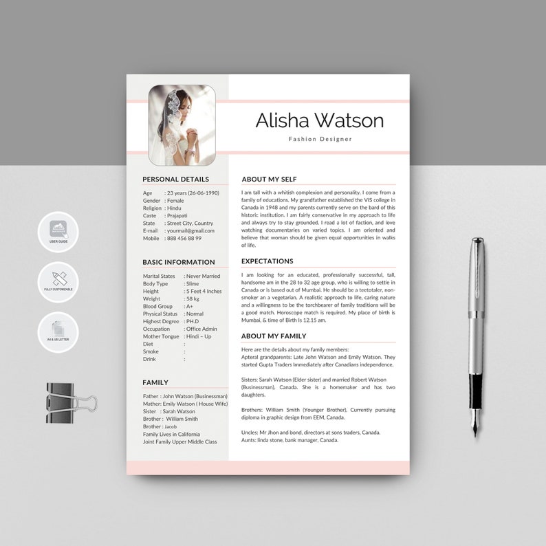 Marriage Resume Marriage Biodata Format Instant Download Curriculum Vitae Marriage Resume Template Word Cv Laout Resume For Marriage Design Templates Templates Lotusresort In