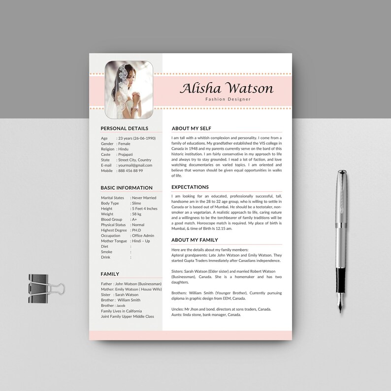 Buy Marriage Resume Template Word Resume for Marriage Marriage Online
