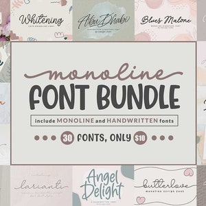 Font Bundle, Police mignonne, Collection de polices, pack de polices, police canva, police monoline, police mince, police numérique, queues de police, police Cricut, police de script