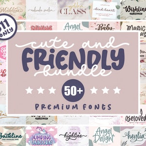 Font Bundle, süße Schriftart, Bastelschrift, schöne Schriftart, Font Pack, Schriftart mit Schwänzen, Landhaus Schrift, Kinder Schriftart, Baby Schriftart, Schriftart für Cricut, lustige Schriftart