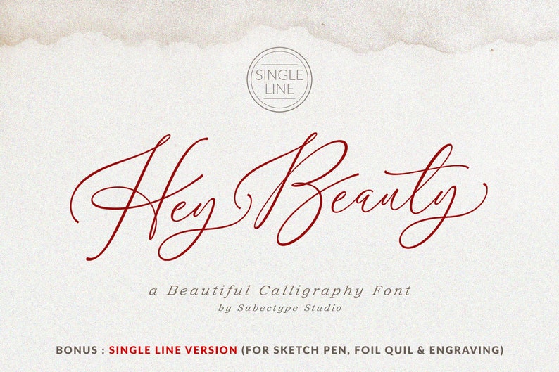 Hey Beauty Calligraphy Font: Single Line Sketch (OTF, TTF, WOFF) - Etsy