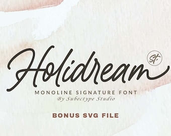 Holidream Monoline Script Font: Modern Handwritten Style